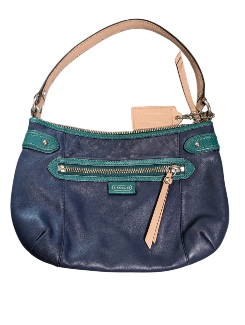 Coach Daisy Spectator Leather Baguette Shoulder Bag Blue Green Y2K F23951